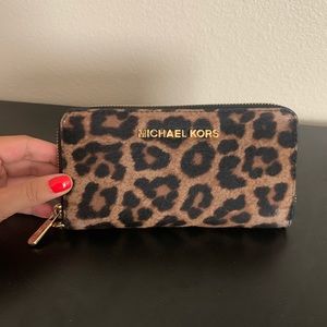 Michael Kors Cheetah Print zip up wallet